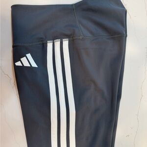 Adidas Women's Grey  Leggings with White Stripes